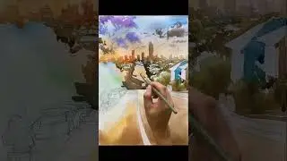 Watercolour Street Scene Demo  | Life Rolling Downhill Under Summer Light #art #painting #watercolor