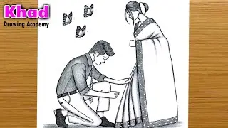 Couple drawing || How to draw a Caring cute Couple || Drawing video for beginner || 2 Love Birds 