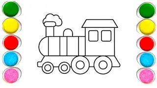 How to draw a Toy train | 🚂 Easy step by step Toy train drawing and colouring for kids.....