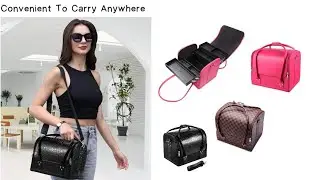 Makeup Box Vanity Case Travel Cosmetic Organizer Bag (Black Alligator)(Brown)&nbsp;(Pink, Makeup Box)