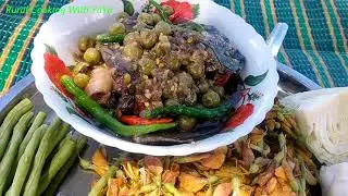 YaYa Cooking Fish Recipe Under Tree - Eating Very Delicious Food With Red Chili