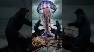 Giant jelly fish in deep sea shocked fishermen #aiart #viralvideo #ocean #creepy