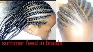 Feed in braids for summer season/Straight feed in braid. #feedinbraid #summerhairstyle #cornrow