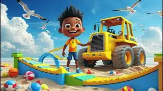 JJ and the Bulldozer Make a Beach Ramp | Nursery Rhymes & Kids Songs