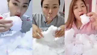 HUGE WHITE ICE CHUNKS FREEZER FROST EATING ASMR P201 ❄️ SQUEAKY & CRUNCHY SOUND SATISYING MUKBANG