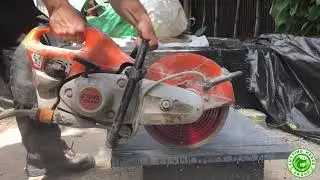 How to cut granite paving slabs