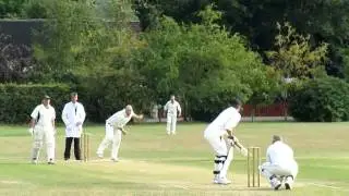 Gaz Starkey strains his back bowling