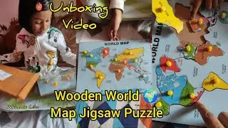 Unboxing Video😲। Wooden World Map🗺️Jigsaw Puzzle For Kids। Learn Ocean And Country Name With Puzzle।