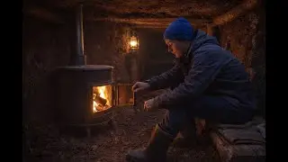 Solo Bushcraft: Building a Shelter and Cooking Over Fire in the Forest