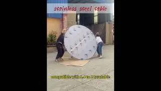 2-meter split folding large round table #stainlesssteel #table #diningtable #fold #tables