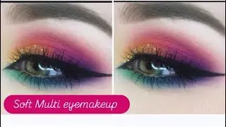 Multicolor eye makeup tutorial || colorful eyeshadow tutorial for beginners