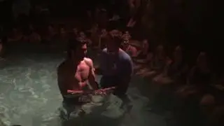 Joseph is baptized in the hot tub at Frontier Ranch