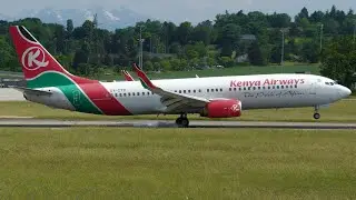 4K | RARE Kenya Boeing 737-800WL landing at Geneva/GVA/LSGG