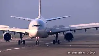 [FULL HD] CAUTION!! SEAGULS ON RUNWAY!! Qatar A332 landing Barcelona-El Prat