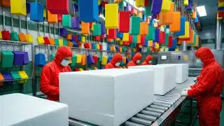 (Oddly Satisfying): Most Satisfying Factory! Cutting Giant Foam Blocks is So Relaxing ☁️✂️