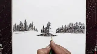 “Drawing a Beach View with Pencil |  Step-by-Step Tutorial”