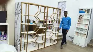 Steel Brown Black Unique Creative Metal Partition With Wooden Shelves | Available on IndiaMART