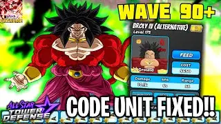 This CODE UNIT Replaces 7 Star Broly & Vegeta? | WAVE 90+ | All Star Tower Defense ROBLOX