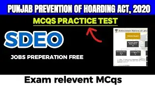 LATEST SDEO PERA ACT 2024 EXAM |Punjab Prevention of Hoarding Act, 2020 | 