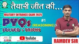 #1 Reasoning PYQ || Live Paper Sol RMS | Military ,Sainik , JNV Exam Preparation |Apex Sainik School