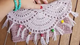 Midye Portföy Çanta /Crochet Shell Clutch Bag