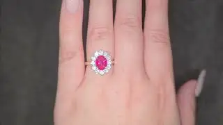 2.33ct LAB Ruby & LAB Diamond Cluster Ring set in 9ct Gold