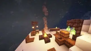 Minecraft Snowy Night Campfire | Relax, Study, Sleep | No Music