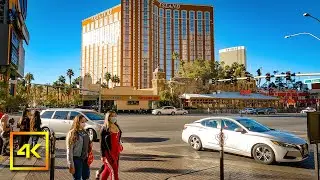 Las Vegas City Ambient Sounds In 4K (City Sounds, People, Traffic, Music) | Treasure Island