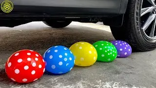 Experiment Rainbow Water Balloon vs Car! Crushing Crunchy, Soft Things with Car! 🔴🟡🟢🔵🟣