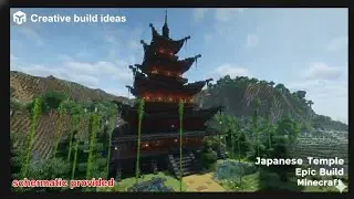 Building a GIANT Japanese Shrine in Minecraft | Schematic in description..