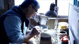 Plane a Japanese pottery bowl by Kenji Hotta in Tokoname