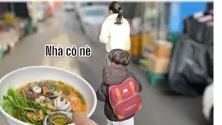 Đón Tùng Hon Đi Học Về, Đi Chợ , Nấu Bún Hải Sản - Thị Thu Thảo vlog