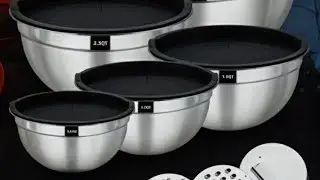 Temu 8/20pcs Heavy-Duty Stainless Steel Mixing Bowls Set with Airtight Lids - 201 Rust-Resistant