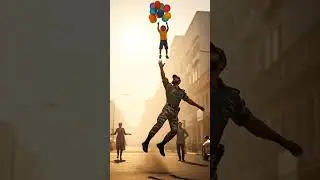 Brave Man Saves a Kid Flying Away with Balloons 🎈💪 | Heart Touching Hero Story #ai #soldier #viral