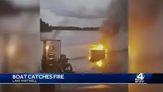 Boat fire on Lake Hartwell sends one person to hospital, official says