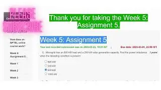 Smart Grid: Basics to Advanced Technologies Week 5 Assignment 5  Nptel Answer Solution #assignment
