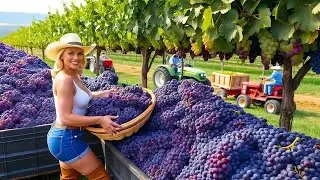 Grape Farming 🍇 | Harvesting & and  Processing of grapes in to the Factory