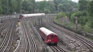 London Underground 1938 Stock 10012 and 11012 approaching Wembley Park