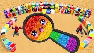 How to make Rainbow Spoon with Slime, Orbeez, Balloons Coca Cola, 7up, Fanta vs Mentos & Sodas