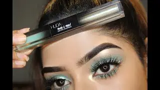 A look with HUDA BEAUTY MATTE & MELTED SHADOW IN MINT| less than 1 minute tutorial