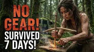 Survived 7 Days - No Gear! | NOTHING Girl Solo Bushcraft in Dangerous Forest (Day 1: Survival)| ASMR