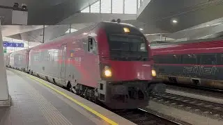 Einfahrt ÖBB RJX 765 Bregenz - Wien Hbf/Flughafen Wien in Wien Hbf (02.02.2025, 4K HDR)