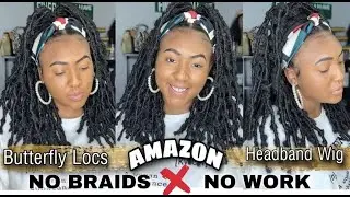 MUST HAVE AMAZON HEADBAND WIG (2021) CHEAP BUTTERFLY LOCS WIG | ON THE GO WIG W/ HEADBANDS ATTACHED