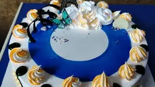 Vanilla Jelly cake blue colour design simple commitment ideas ভ্যানিলা পাইনা পায়েল জেল ডিজাইন 🥰