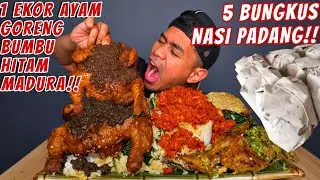 BUKA PUASA MAKAN 5 BUNGKUS NASI PADANG PAKE 1 EKOR AYAM BUMBU HITAM MADURA!!