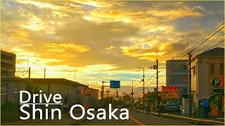 4K Aesthetic Car Drive Video at Sunrise in Japan - Relaxing Morning Drive at Dawn to Shin-Osaka ASMR