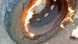 Truck tires FAILS to stretch via FIRE Tricks 😯😯😔😔🤯🤯