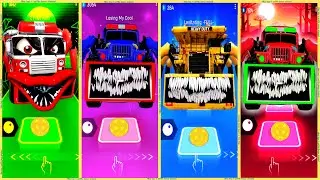 coffin dance - Fire Truck Eater 🆚 Police Truck Eater vs Dump Truck Eater vs Police Truck | Tiles HOP