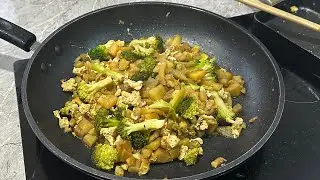 Stir fry eggplant 🍆 with two eggs #luckymoniroth