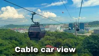 Cable Car Ride from Mount Faber to Sentosa Island 🚡 | Singapore 4K Urban Views